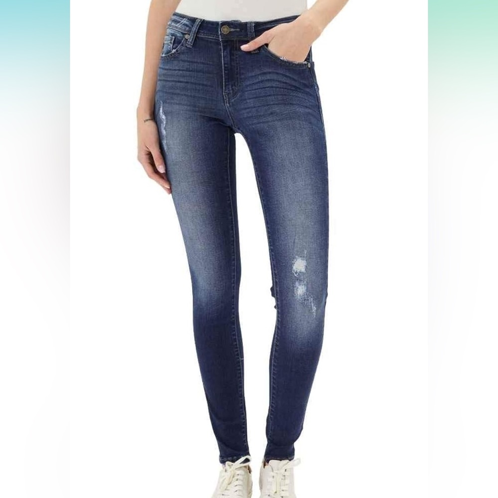 Kan Can Women's Mid Rise Skinny Jeans